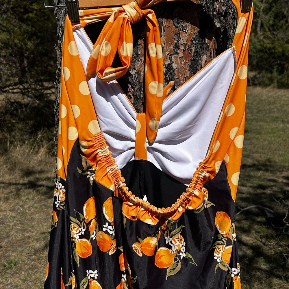COCOSHIP plus sz 20 Polka & citrus print. 1 piece swim dress bathing suit. NWT - Picture 4 of 6